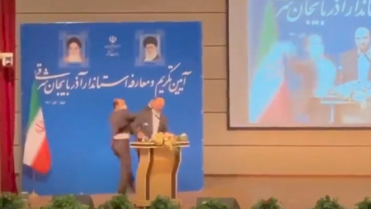 İranın Şərqi Azərbaycan vilayətinin yeni valisini döydülər - Video