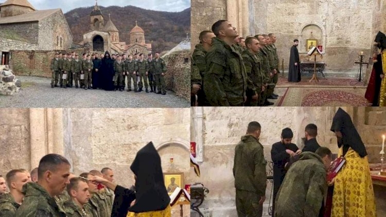 Xudavəng monastrında erməni yepiskop rus əsgərlərinə “xeyir-dua” verdi
